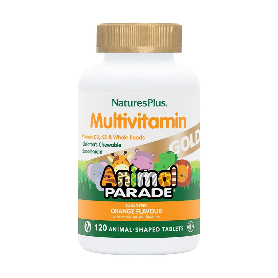 Мультивітаміни та мінерали для дітей NaturesPlus Animal Parade Gold зі смаком апельсина, 120 жувальних таблеток